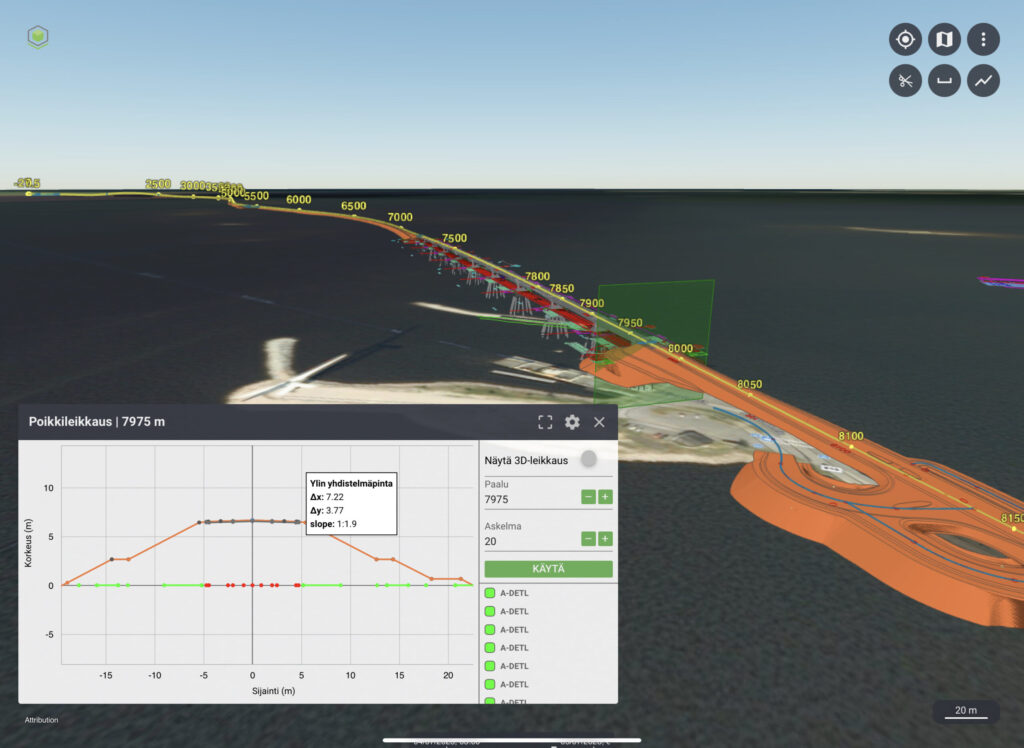 Hailuoto BIM and photogrammetry data combined in Vektor.io with cross-section tools