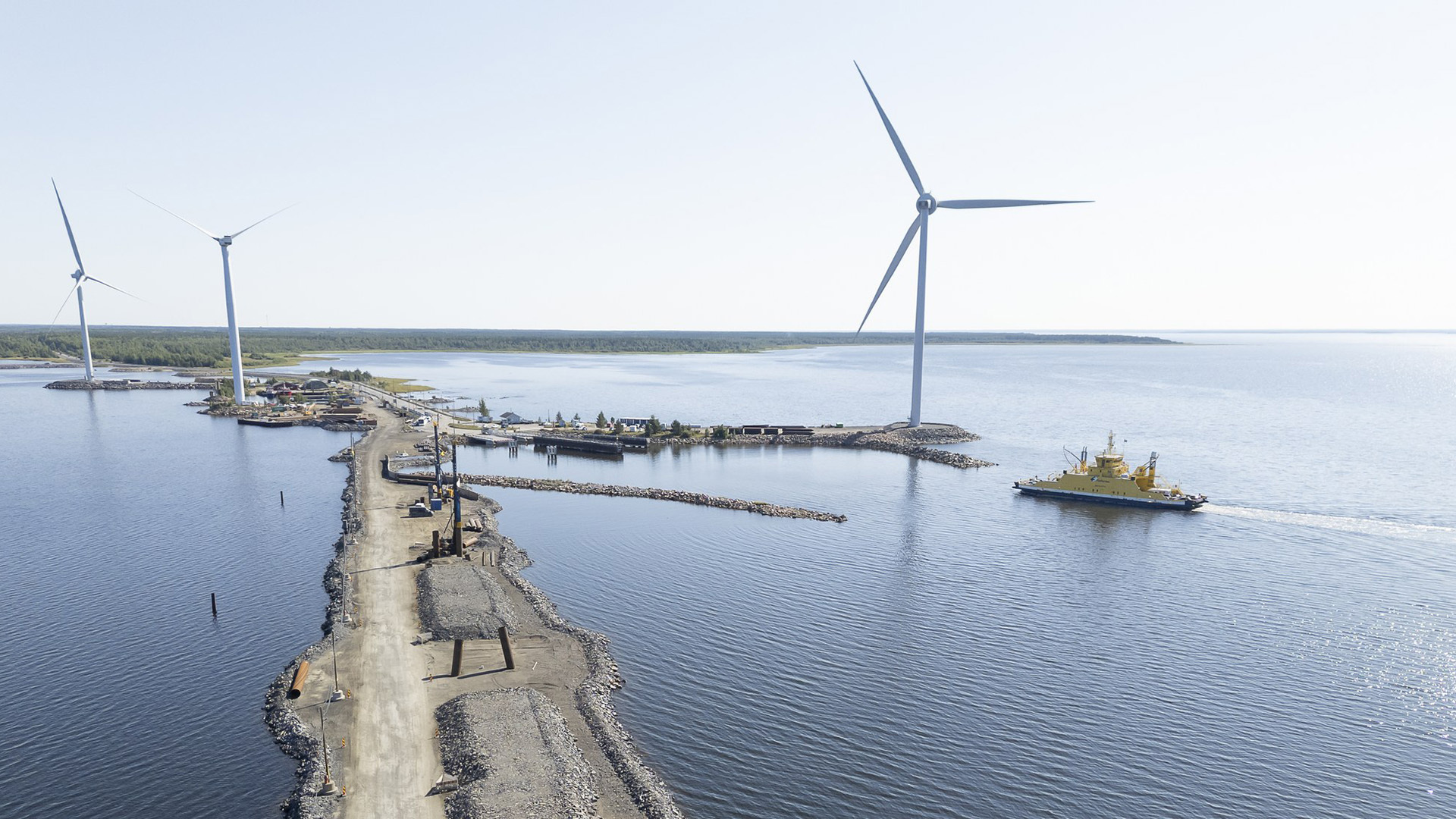 Aerial view from Hailuoto construction site in summer time