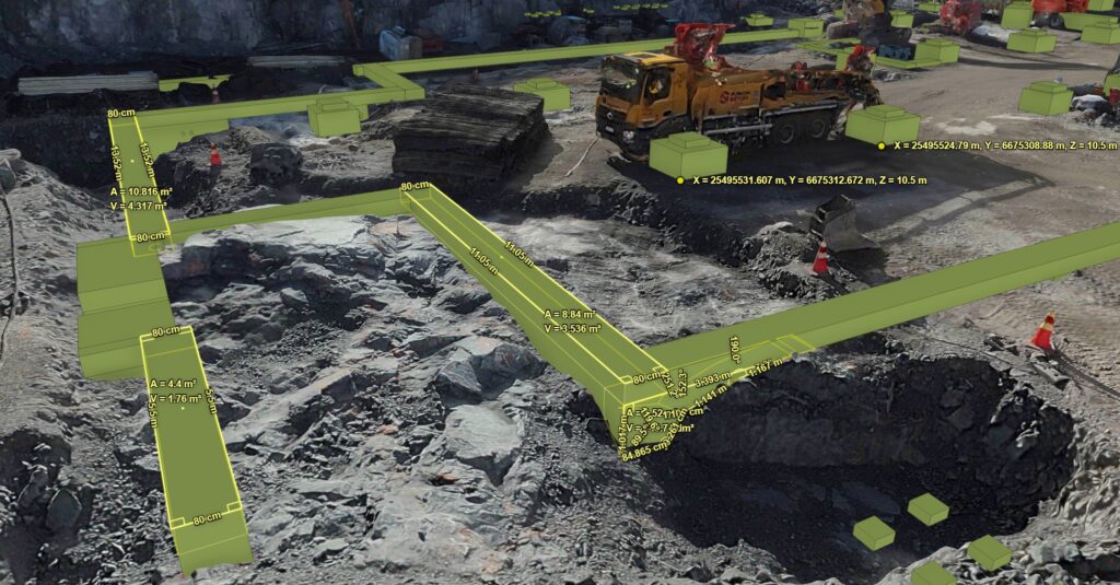 Measuring and positioning BIM model structures in the real construction site environment